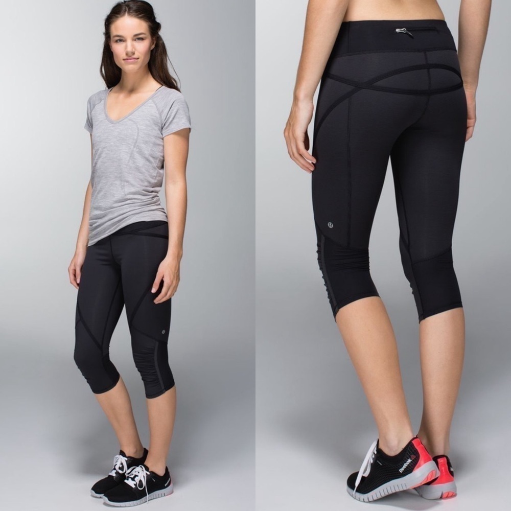 Lululemon Yoga Run: Pace Crop Wee Stripe Black 2